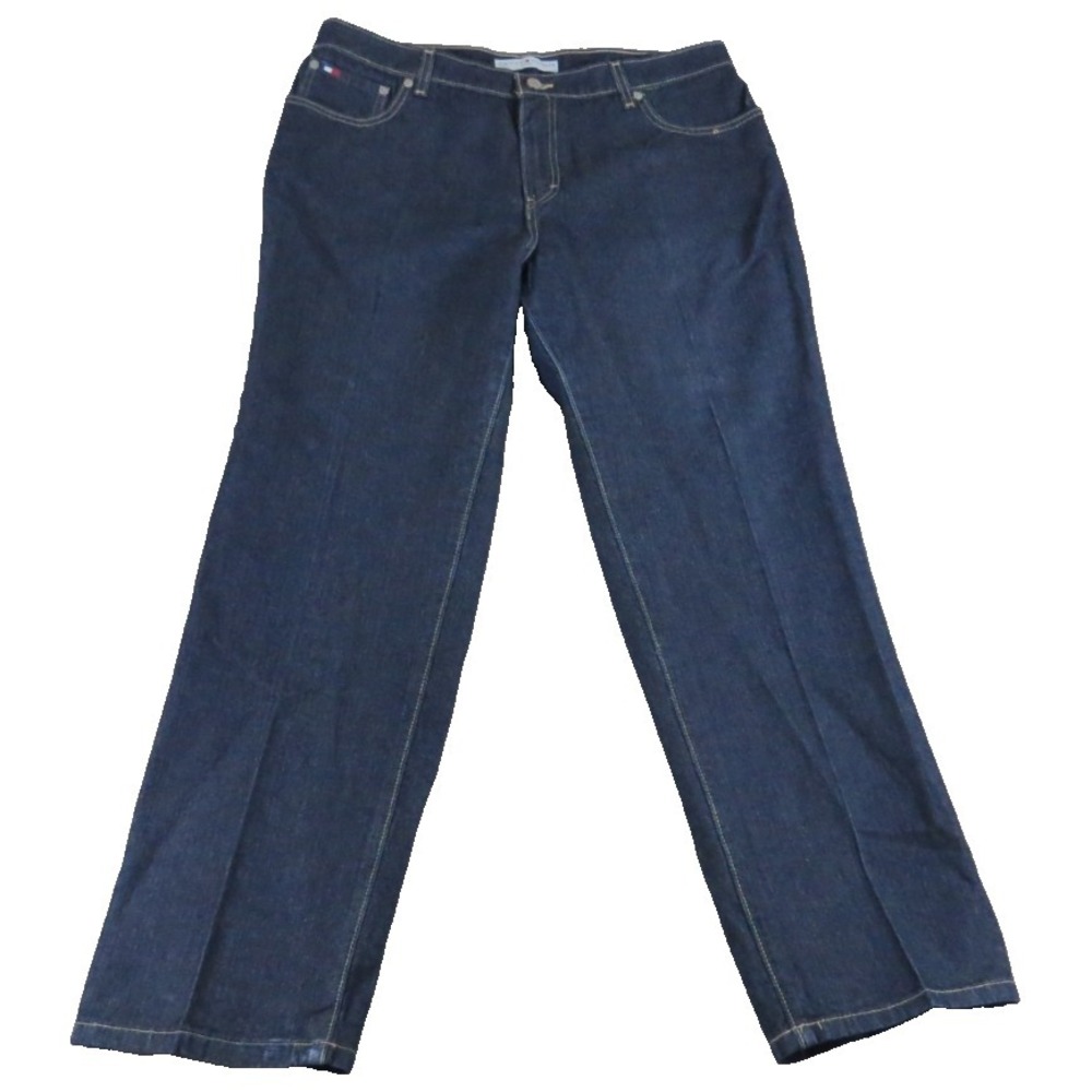 Tommy Hilfiger VTG Y2K Jean Women 18 Blue Denim Straight Leg High Rise Dark Wash